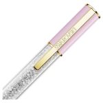 Swarovski penna a sfera crystalline lustre rosa placcato color oro