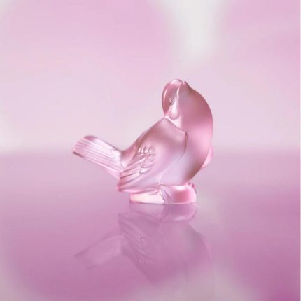 Lalique scultura uccellino rosa