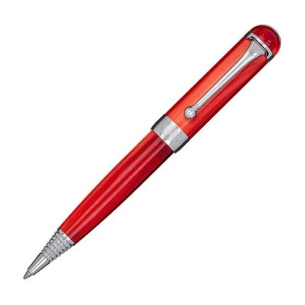 Aurora penna sfera in resina iridescente rossa, finiture cromate alpha