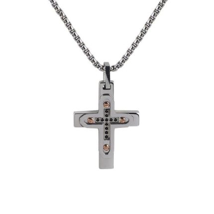 Rossoamante collana con croce in acciaio