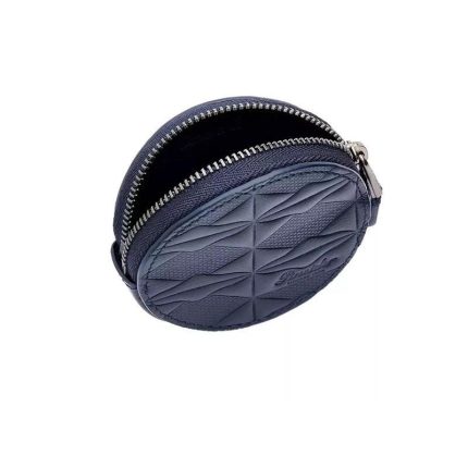 Pineider porta monete in pelle dark blue Embossed empress