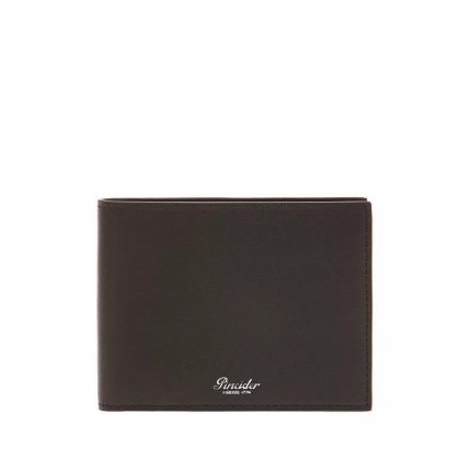 Pineider portafoglio porta carte di credito e portamonete in pelle nera Metro smooth