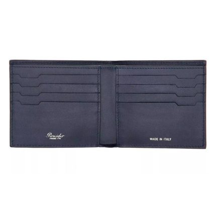 Pineider portafoglio porta carte di credito in pelle nera Embossed empress