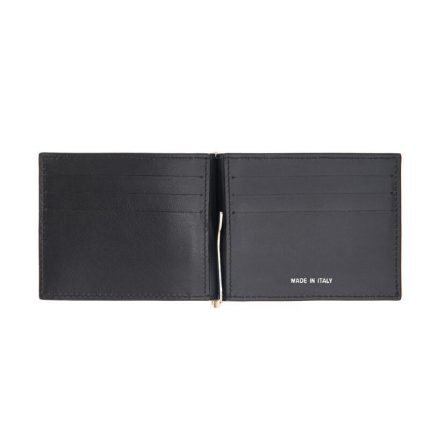 Pineider portafoglio con fermasoldi e porta carte di credito in pelle nera Daily