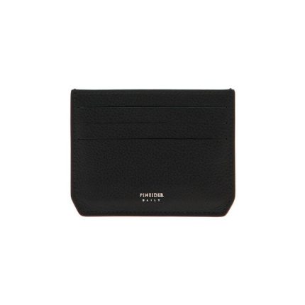 Pineider porta carte di credito in pelle nera bottalata