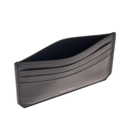 Pineider porta carte di credito in pelle nera bottalata