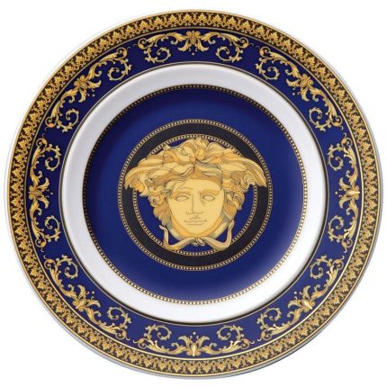 Versace piatto piano 18 cm medusa blu