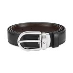Montblanc Cintura Reversibile Horseshoe 30 mm in Pelle Nera - Marrone