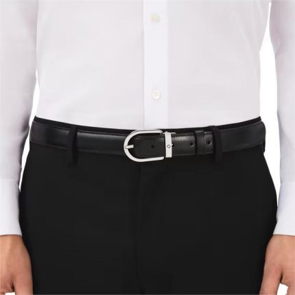 Montblanc Cintura Reversibile Horseshoe 30 mm in Pelle Nera - Marrone