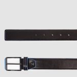 Piquadro Cintura uomo in pelle mogano con fibbia ad ardiglione Blue Square