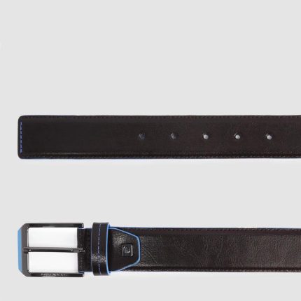 Piquadro Cintura uomo in pelle mogano con fibbia ad ardiglione Blue Square