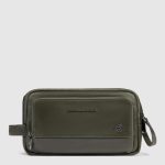 Piquadro Beauty case uomo verde in pelle