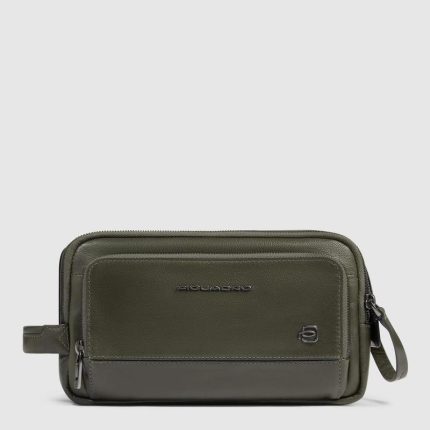 Piquadro Beauty case uomo verde in pelle