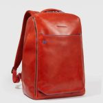 Piquadro Zaino arancio in pelle porta pc 15,6 Blue Square
