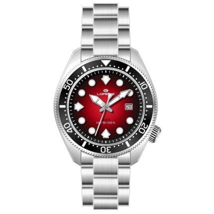 Lorenz Orologio maschile al quarzo con quadrante rosso e datario 42mm