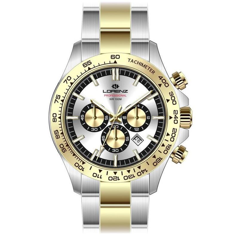 Lorenz Orologio maschile crono al quarzo bicolore con datario 42mm Lorenz Orologio maschile crono al quarzo bicolore con datario 42mm
