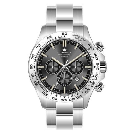 Lorenz Orologio maschile crono al quarzo con quadrante grigio e datario 42mm