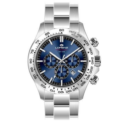Lorenz Orologio maschile crono al quarzo con quadrante blu e datario 42mm
