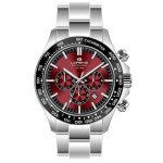 Lorenz Orologio maschile crono al quarzo con quadrante rosso e datario 42mm