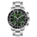 Lorenz Orologio maschile crono al quarzo con quadrante verde e datario 42mm
