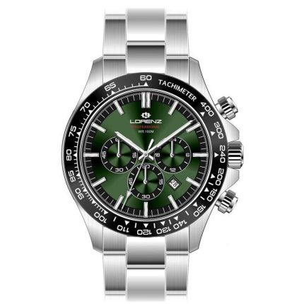 Lorenz Orologio maschile crono al quarzo con quadrante verde e datario 42mm