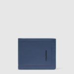 Piquadro Portafogli uomo blu in pelle con volantino porta documenti Atlas