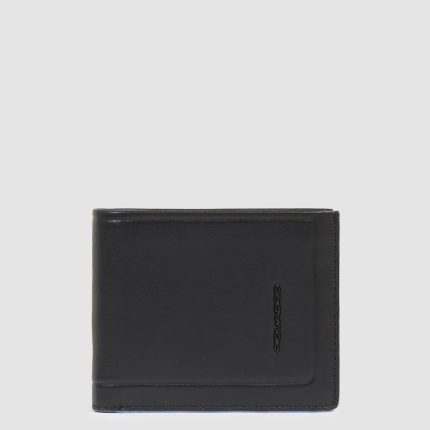 Piquadro Portafogli uomo nero in pelle con volantino porta documenti Atlas