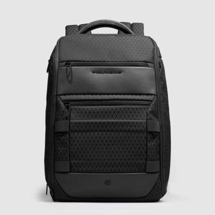 Piquadro Zaino da viaggio modulare nero in tessuto e pelle porta pc 15,6 Hexagon