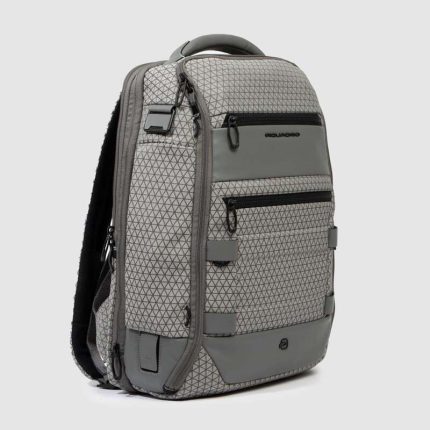 Piquadro Zaino da viaggio modulare grigio in pelle e tessuto porta pc 15,6 Hexagon