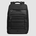 Piquadro Zaino da viaggio modulare 2 in 1 nero in tessuto e pelle porta pc 15,6" Hexagon
