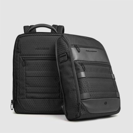 Piquadro Zaino da viaggio modulare 2 in 1 nero in tessuto e pelle porta pc 15,6" Hexagon
