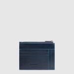 Piquadro Portacarte blu in pelle con portamonete Blue Square
