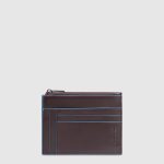 Piquadro Portacarte mogano in pelle con portamonete Blue Square