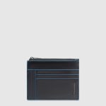 Piquadro Portacarte nero in pelle con portamonete Blue Square