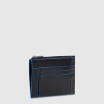 Piquadro Portacarte nero in pelle con portamonete Blue Square