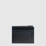 Piquadro Portacarte nero in pelle con portamonete Blue Square