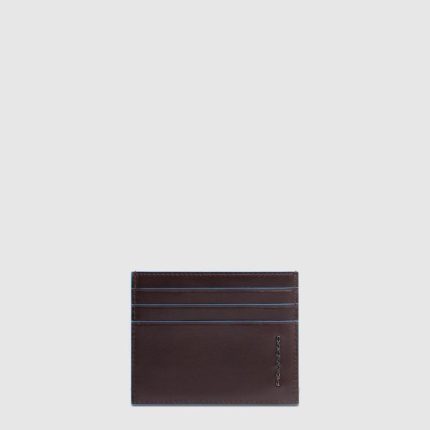 Piquadro Portacarte sottile mogano in pelle Blue Square