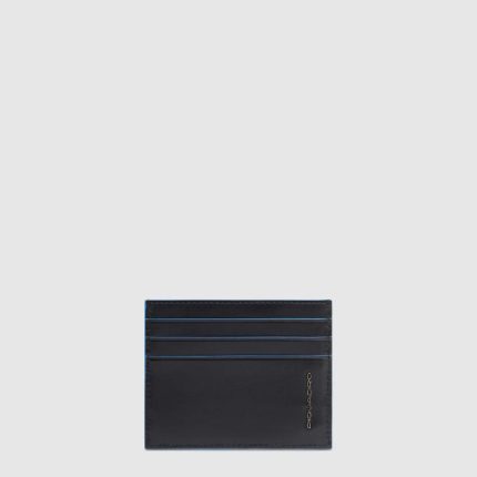 Piquadro Portacarte sottile nero in pelle Blue Square