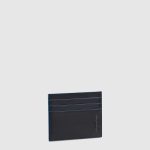 Piquadro Portacarte sottile nero in pelle Blue Square