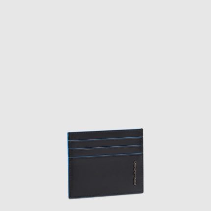 Piquadro Portacarte sottile nero in pelle Blue Square