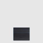 Piquadro Portacarte sottile nero in pelle Blue Square