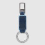 Piquadro Moschettone portachiavi blu in pelle Blue Square