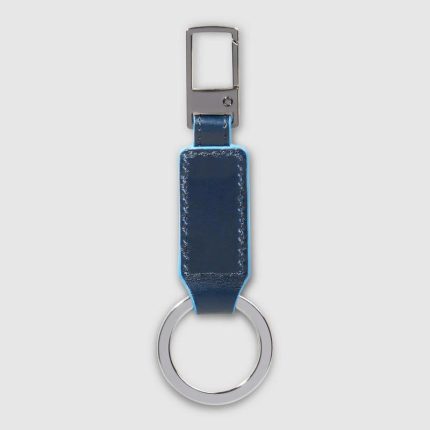 Piquadro Moschettone portachiavi blu in pelle Blue Square