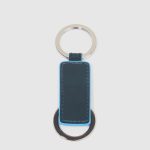 Piquadro Portachiavi blu in pelle a due anelle Blue Square