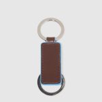 Piquadro Portachiavi mogano in pelle a due anelle Blue Square