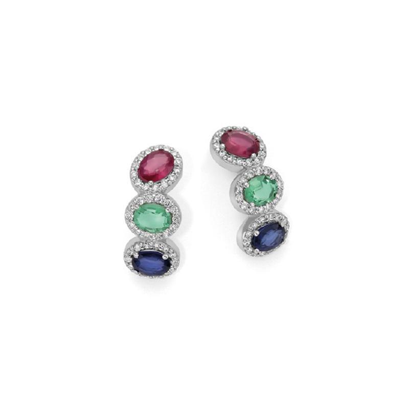 Donnaoro Orecchini multicolore con diamanti rubini smeraldi e zaffiri Donnaoro Orecchini multicolore con diamanti rubini smeraldi e zaffiri