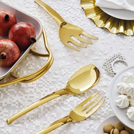 Sambonet Set cucchiaio & forchetta servire color dorato lucido Living
