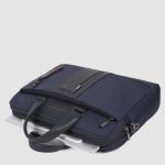 Piquadro Borsa da lavoro blu in tessuto e pelle porta pc 15,6" Brief