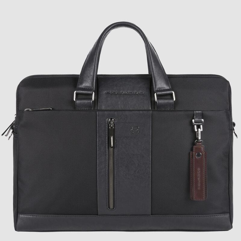 Piquadro Borsa da lavoro nera in tessuto e pelle porta pc 15,6" Brief Piquadro Borsa da lavoro nera in tessuto e pelle porta pc 15,6" Brief