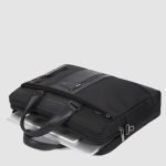 Piquadro Borsa da lavoro nera in tessuto e pelle porta pc 15,6" Brief